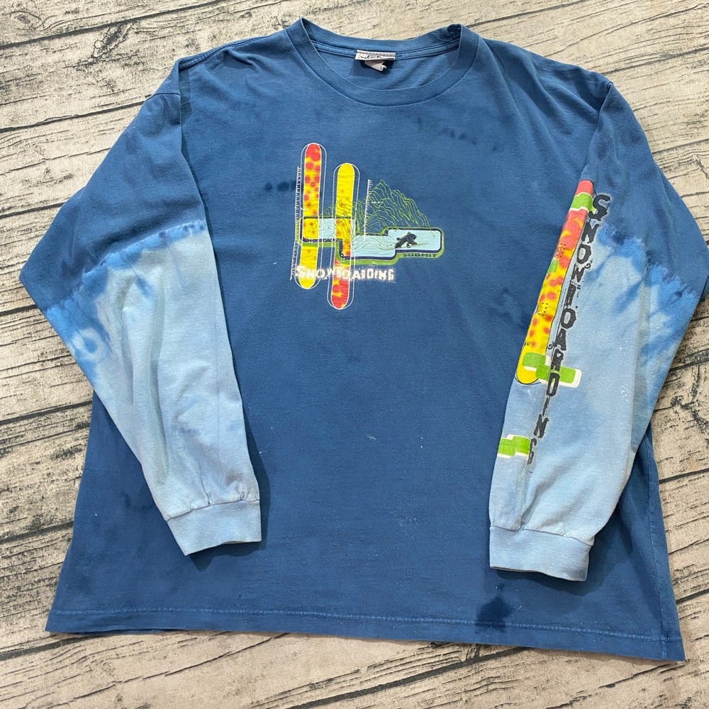Vtg Y2K Snowboarding Long Sleeve Tie Dye Size L (Fits XL) Shirt Jem Sportswear